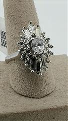 Synthetic Quartz Lady's Stone Ring Silver Stainless 6g